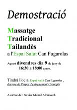 Divendres dia 9/06/2017 de 16:30h a 18:00h  Demostració Massatge Tradicional Tailandès